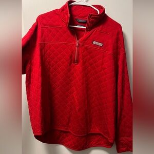 Vineyard Vines Women’s Red Quilted Half-Zip Pullover Sweathshirt